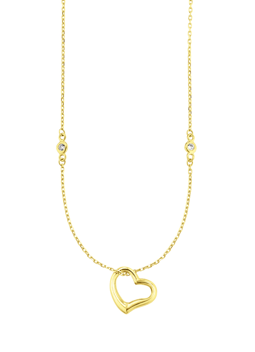ohne Steine / mit Zirkonia - Herz-Anhänger mit synth. Zirkonia und Ankerkette Ansicht 2 ohne Steine / mit Zirkonia - Herz-Anhänger mit synth. Zirkonia und Ankerkette, in Farbe  Ansicht 2