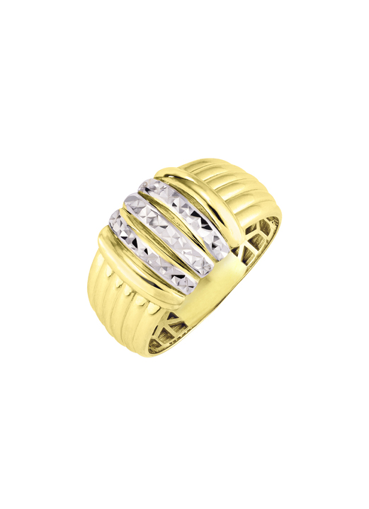 ohne Steine / mit Zirkonia - Diamantierter Damenring in Bicolor Ansicht 2 ohne Steine / mit Zirkonia - Diamantierter Damenring in Bicolor, in Größe 160 bis 220, in Farbe  Ansicht 2