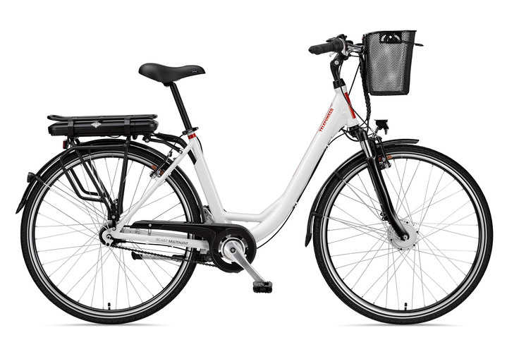 Mobilität - City-E-Bike mit Komfort-Ausstattung von Telefunken, in Farbe WEISS Ansicht 1