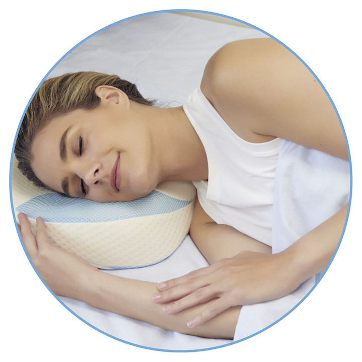 - Kissen ergonomisch geformt, in Farbe WEISS-HELLBLAU Ansicht 3