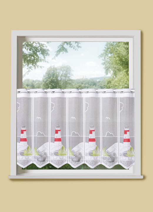Maritim - Kurzstore mit Leuchtturm-Motiven Maritim - Kurzstore mit Leuchtturm-Motiven, in Größe 788 (H 45xB 98 cm) bis 875 (H100xB154 cm), in Farbe WEISS