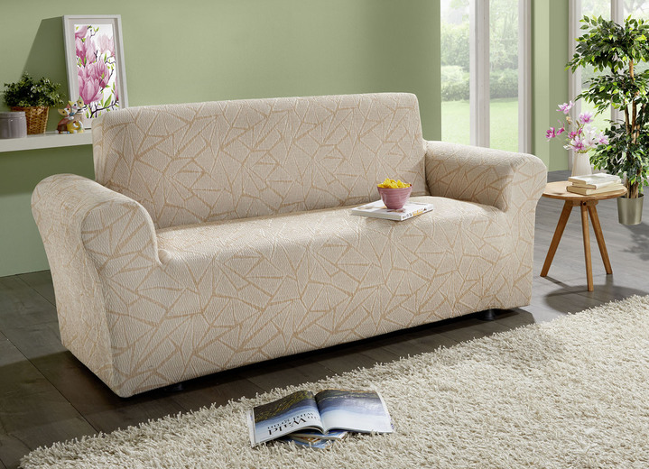 Sessel- & Sofaüberwürfe - Stretchbezüge mit optimaler Passform, in Größe 101 (Sesselbezug) bis 106 (Stuhlbezug), in Farbe CREME Ansicht 4