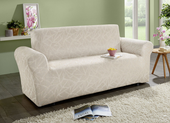 Sessel- & Sofaüberwürfe - Stretchbezüge mit optimaler Passform, in Größe 101 (Sesselbezug) bis 106 (Stuhlbezug), in Farbe CREME Ansicht 10