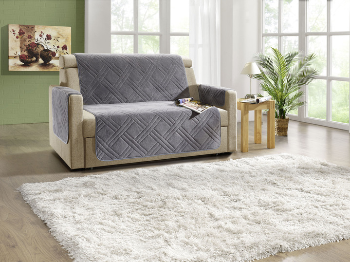 Sessel- & Sofaüberwürfe - Kuschelweiche Wohnaccessoires mit Bandeinfassung, in Größe 101 (Sesselschoner, 45x150 cm) bis 865 (2x Armlehnenschoner, 45x 70 cm), in Farbe BEIGE Ansicht 2