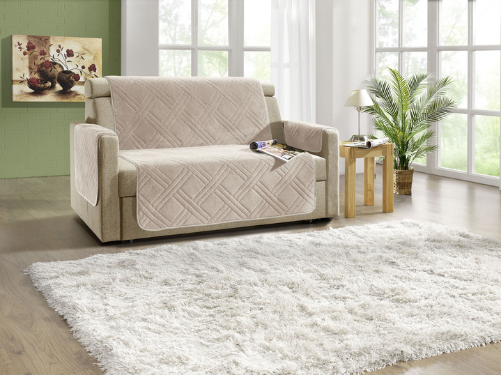 Sessel- & Sofaüberwürfe - Kuschelweiche Wohnaccessoires mit Bandeinfassung, in Größe 101 (Sesselschoner, 45x150 cm) bis 865 (2x Armlehnenschoner, 45x 70 cm), in Farbe BEIGE Ansicht 11