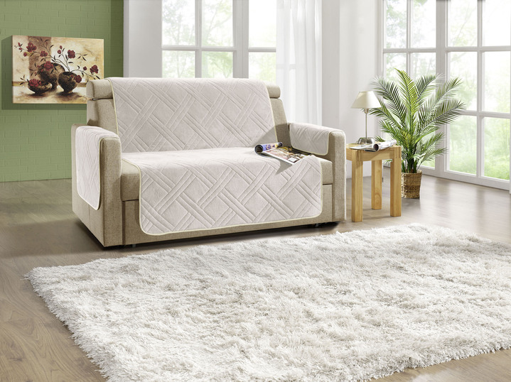 Sessel- & Sofaüberwürfe - Kuschelweiche Wohnaccessoires mit Bandeinfassung, in Größe 101 (Sesselschoner, 45x150 cm) bis 865 (2x Armlehnenschoner, 45x 70 cm), in Farbe BEIGE Ansicht 10