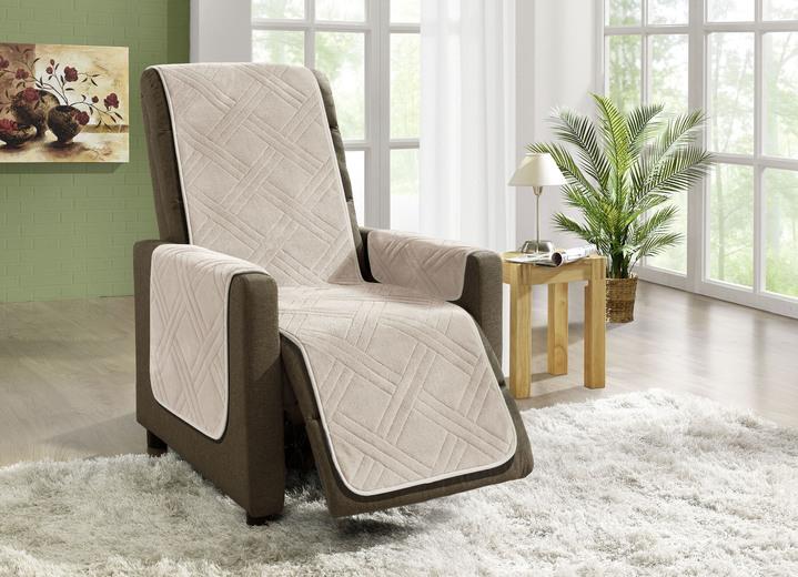 Sessel- & Sofaüberwürfe - Kuschelweiche Wohnaccessoires mit Bandeinfassung, in Größe 101 (Sesselschoner, 45x150 cm) bis 865 (2x Armlehnenschoner, 45x 70 cm), in Farbe BEIGE Ansicht 12