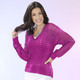 Pullover - Pullover aus hochwertigem Glanzeffektgarn – Farbe FUCHSIA MELIERT – Ansicht 2 Pullover - Pullover aus hochwertigem Glanzeffektgarn, in Größe L(44/46) bis XS(32/34), in Farbe HELLBLAU MELIERT – Farbe FUCHSIA MELIERT – Ansicht 2