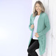 Jacken, Westen & Sets - Long-Strickjacke in streckender Streifenoptik – Farbe MINZE – Ansicht 3 Jacken, Westen & Sets - Long-Strickjacke in streckender Streifenoptik, in Größe L(44/46) bis XXL(52/54), in Farbe JEANSBLAU – Farbe MINZE – Ansicht 3