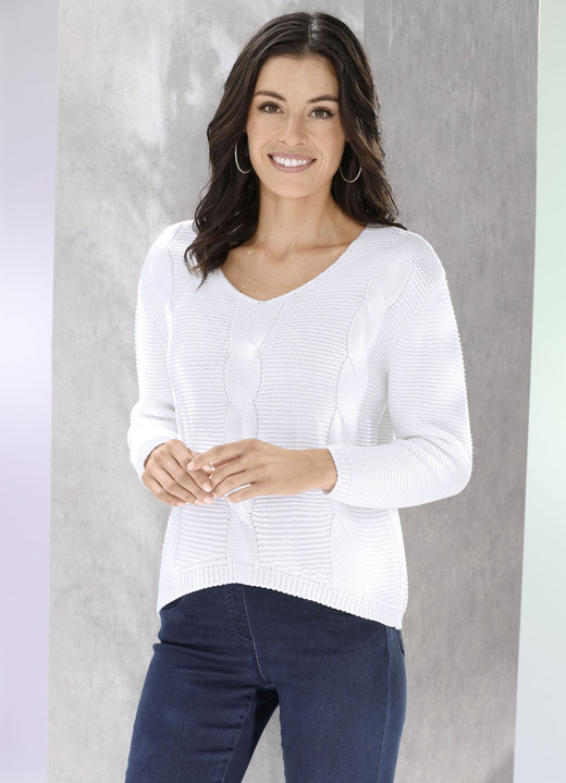 Pullover - Pullover mit kürzerem Vorderteil Ansicht 3 Pullover - Pullover mit kürzerem Vorderteil, in Größe L(44/46) bis XS(32/34), in Farbe TAUPE Ansicht 3