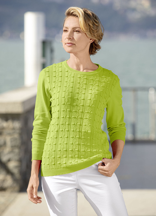 Pullover - Pullover mit streckendem Strukturmuster Pullover - Pullover mit streckendem Strukturmuster, in Größe 036 bis 052, in Farbe LIMONE