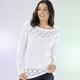 Pullover - Pullover mit nachhaltig recycelter Baumwolle – Farbe WEISS – Ansicht 1 Pullover - Pullover mit nachhaltig recycelter Baumwolle, in Größe 036 bis 052, in Farbe SCHWARZ – Farbe WEISS – Ansicht 1