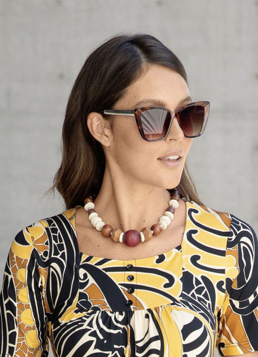 Damen-Modeschmuck - Halskette mit Holzkugeln nach Verlauf Ansicht 2 Damen-Modeschmuck - Halskette mit Holzkugeln nach Verlauf, in Farbe BRAUN-CREME Ansicht 2