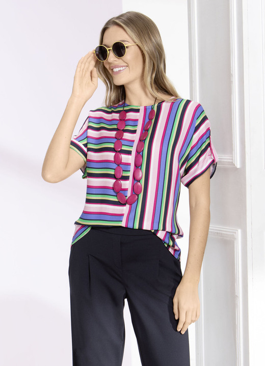 Mode - Schicke Tunika, in Größe 036 bis 052, in Farbe ROSÈ-MARINE-BUNT Ansicht 1