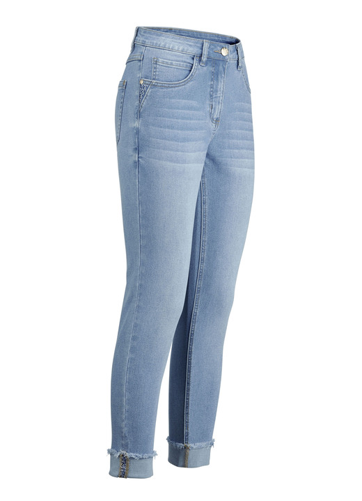 Hosen - Jeans mit funkelndem Glitzersteinchenbesatz, in Größe 017 bis 050, in Farbe HELLBLAU Ansicht 1