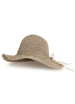 Sommerlicher Damen-Hut aus Papierstroh mit Zierkordel