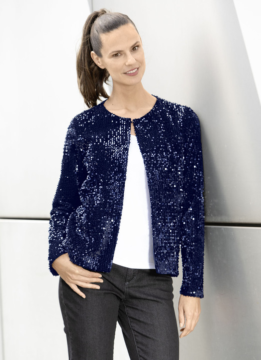 Blusenjacken - Blusenjacke mit Pailletten, in Größe 036 bis 052, in Farbe MARINE Ansicht 1