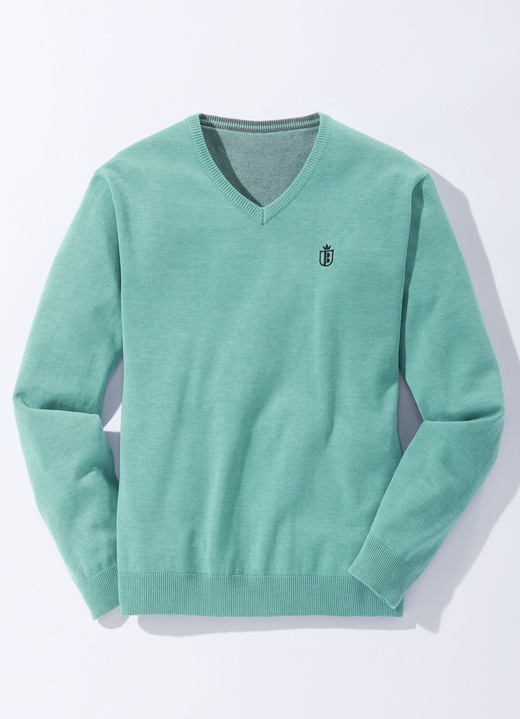 Hemden, Pullover & Shirts - Modischer V-Pullover in 6 Farben Ansicht 7 Hemden, Pullover & Shirts - Modischer V-Pullover in 6 Farben, in Größe 046 bis 062, in Farbe ROT MELIERT Ansicht 7