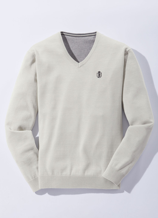 Hemden, Pullover & Shirts - Modischer V-Pullover in 6 Farben Ansicht 5 Hemden, Pullover & Shirts - Modischer V-Pullover in 6 Farben, in Größe 046 bis 062, in Farbe ROT MELIERT Ansicht 5