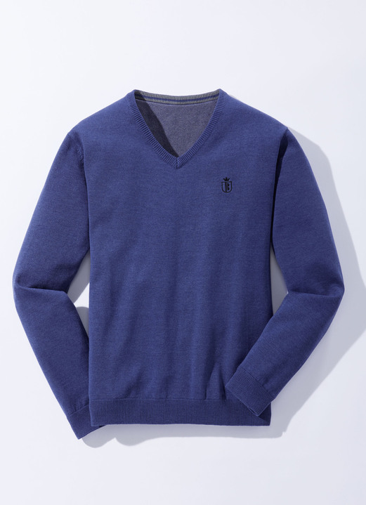 Hemden, Pullover & Shirts - Modischer V-Pullover in 6 Farben Ansicht 4 Hemden, Pullover & Shirts - Modischer V-Pullover in 6 Farben, in Größe 046 bis 062, in Farbe ROT MELIERT Ansicht 4