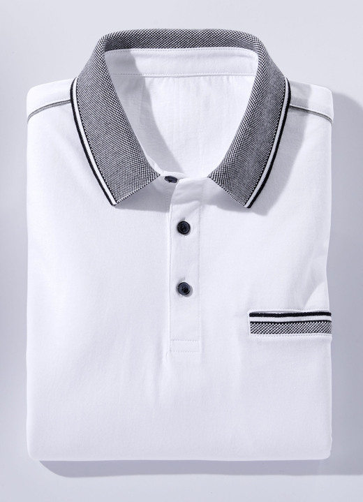 Hemden, Pullover & Shirts - Poloshirt in 3 Farben, in Größe 046 bis 062, in Farbe WEISS Ansicht 1