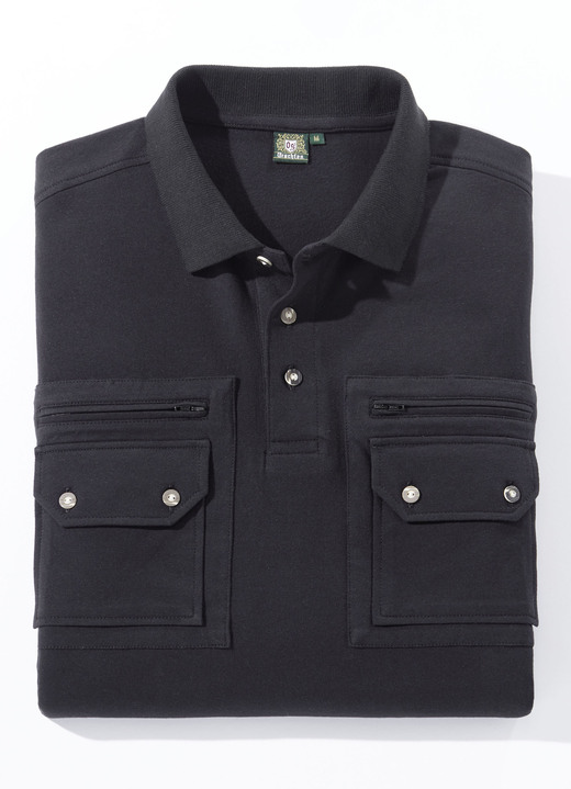 Hemden, Pullover & Shirts - Poloshirt in 3 Farben, in Größe 3XL (60/62) bis XXL (56/58), in Farbe SCHWARZ Ansicht 1