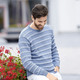 Hemden, Pullover & Shirts - Rundhalspullover mit Strukturdessin in 2 Farben – Farbe HELLBLAU MELIERT Hemden, Pullover & Shirts - Rundhalspullover mit Strukturdessin in 2 Farben, in Größe 046 bis 062, in Farbe HELLBLAU MELIERT