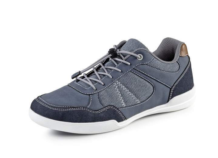 Slipper & Schnürschuhe - Sneaker mit elastischem Schnellschnürsystem mit Stopper, in Größe 040 bis 047, in Farbe BLAU-COGNAC Ansicht 1