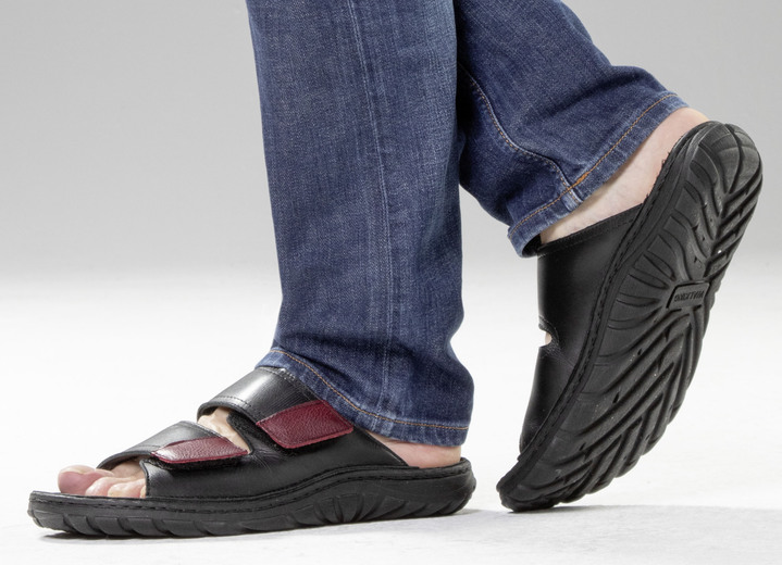 Mode - GINO GALANTE, klassische Herren-Pantoletten, aus Leder, in Größe 040 bis 047, in Farbe SCHWARZ-CHIANTI Ansicht 4