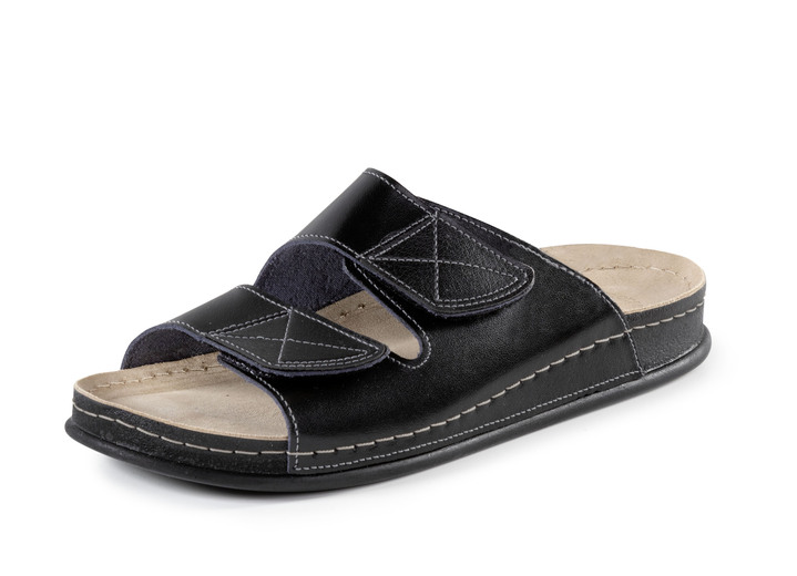 Sandalen & Pantoletten - Klassische Herren-Pantoletten, mit Klettverschluss, in Größe 041 bis 046, in Farbe SCHWARZ Ansicht 1