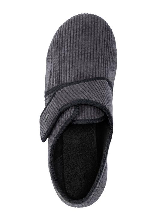 Hausschuhe - Klassische Herren-Hausschuhe, mit Klettverschluss, in Größe 040 bis 046, in Farbe ANTHRAZIT Ansicht 2