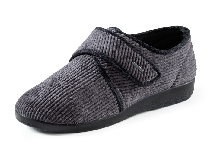 Hausschuhe - Klassische Herren-Hausschuhe, mit Klettverschluss, in Größe 040 bis 046, in Farbe MARINE Ansicht 4