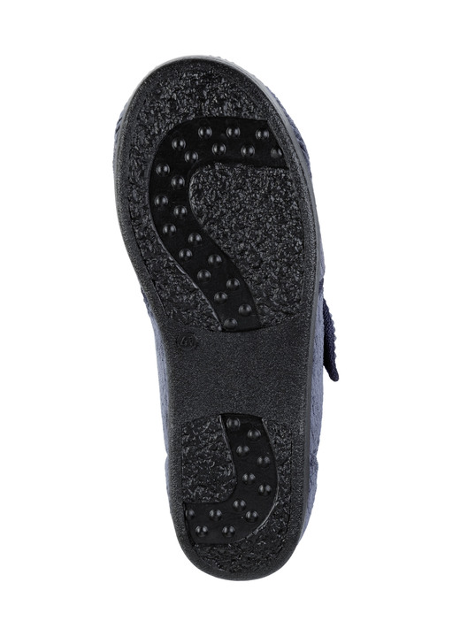 Hausschuhe - Klassische Herren-Hausschuhe, mit Klettverschluss, in Größe 040 bis 046, in Farbe MARINE Ansicht 3