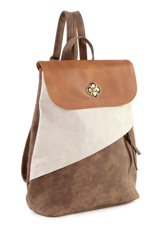 Taschen - Rucksack mit Überschlag und Drehschloss, in Farbe BRAUN-BEIGE Ansicht 1