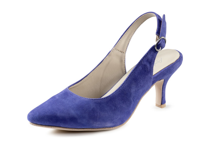 Pumps & Ballerina - Andrea Conti Sling-Pumps aus weichem Samt-Chevreauleder, in Größe 036 bis 042, in Farbe ROYAL Ansicht 1