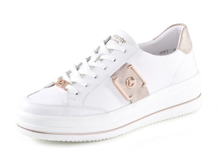 Komfortschuhe - Remonte Sneaker mit Metallic-Besätzen, in Größe 036 bis 043, in Farbe WEISS-ROSÉGOLD Ansicht 1