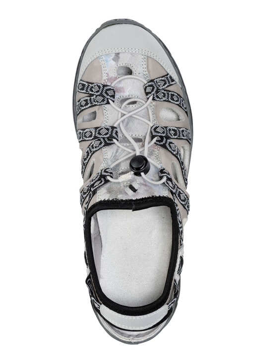 Komfortschuhe - ELENA EDEN Sandale mit Textilbordüre, in Größe 036 bis 042, in Farbe GRAU-TAUPE Ansicht 2