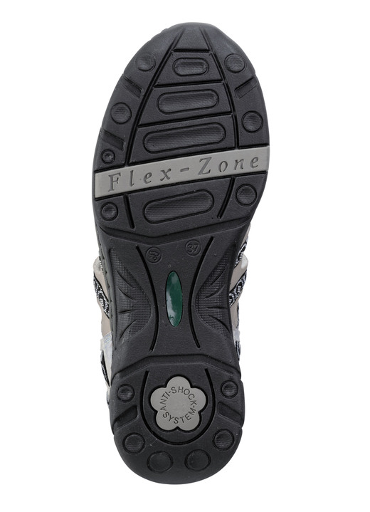 Komfortschuhe - ELENA EDEN Sandale mit Textilbordüre, in Größe 036 bis 042, in Farbe GRAU-TAUPE Ansicht 3