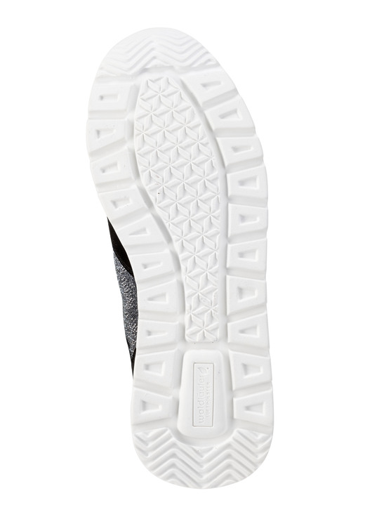 Komfortschuhe - Waldläufer Sneaker mit farbverlaufenden, funkelnden Glitzersteinchen, in Größe 3 1/2 bis 8, in Farbe SCHWARZ-SILBER Ansicht 3