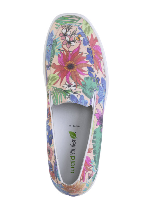 Komfortschuhe - Waldläufer Slipper aus beschichtetem, floral bedrucktem Textilmaterial, in Größe 3 1/2 bis 8, in Farbe MULTICOLOR Ansicht 2