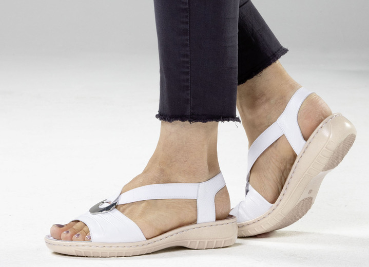 Komfortschuhe - ELENA EDEN, leichte Damen-Sandalen, Weite H, mit Elastik-Bandage, in Größe 3 1/2 bis 8, in Farbe WEISS Ansicht 4