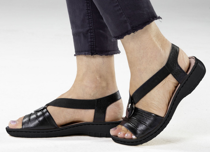 Komfortschuhe - ELENA EDEN, leichte Damen-Sandalen, Weite H, mit Elastik-Bandage, in Größe 3 1/2 bis 8, in Farbe WEISS Ansicht 8