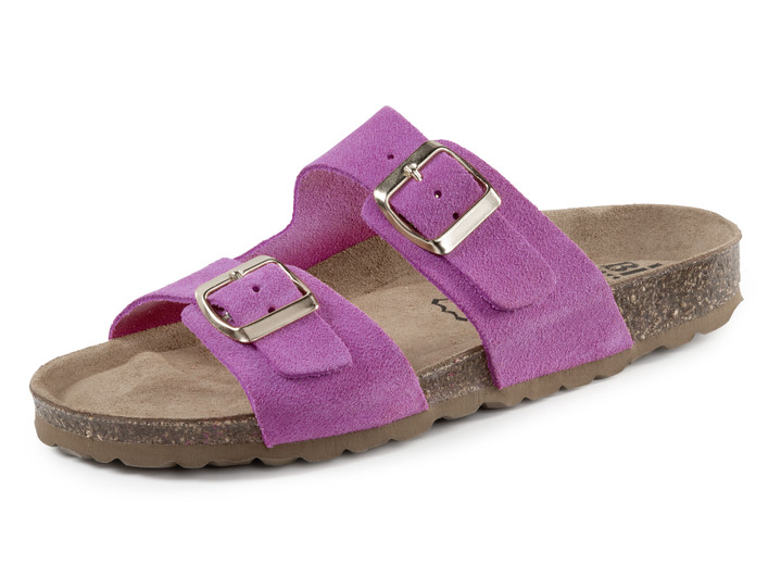 Sandaletten & Pantoletten - ELENA EDEN, bequeme Damen-Pantoletten, Weite H, aus Leder, in Größe 036 bis 042, in Farbe PINK Ansicht 1