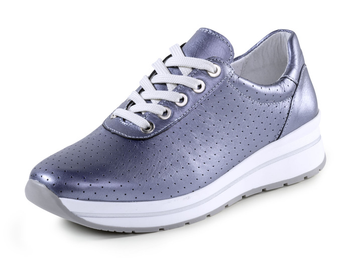 Komfortschuhe - ELENA EDEN Sneaker mit Zierperforation, in Größe 035 bis 041, in Farbe STAHLBLAU Ansicht 1