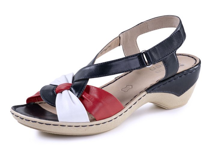 Komfortschuhe - ELENA EDEN, elegante Damen-Sandaletten, Weite H, mit Klettspange, in Größe 3 1/2 bis 8, in Farbe BLAU-WEISS-ROT Ansicht 1