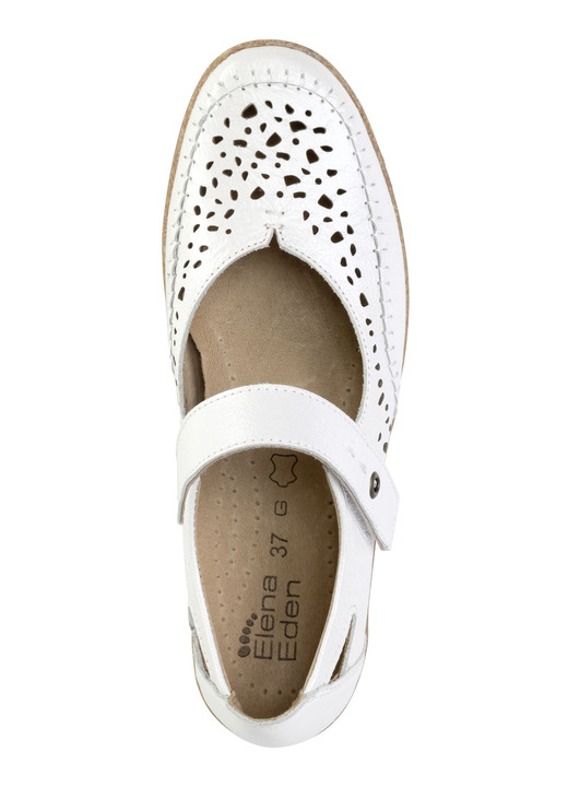 Komfortschuhe - ELENA EDEN Slipper aus luftig durchbrochenem Leder, in Größe 035 bis 041, in Farbe WEISS Ansicht 2