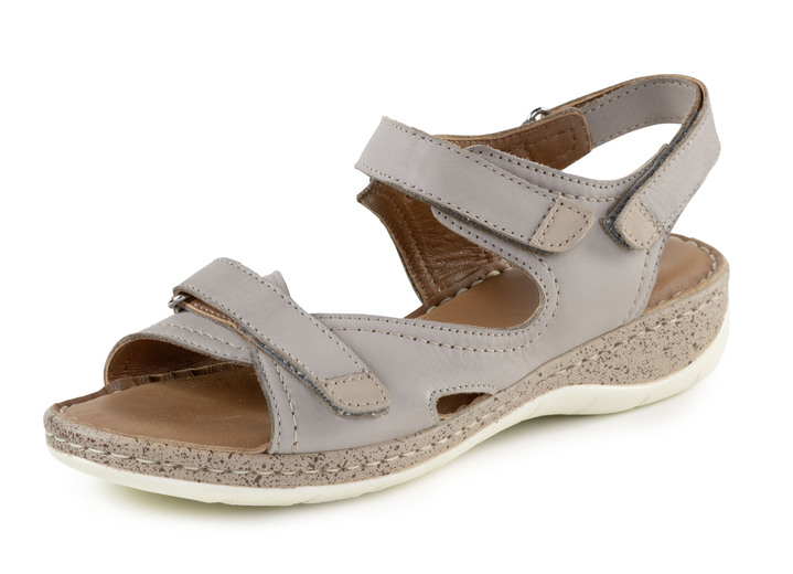 Komfortschuhe - ELENA EDEN Sandale mit Kontrastbesätzen, in Größe 036 bis 042, in Farbe TAUPE Ansicht 1