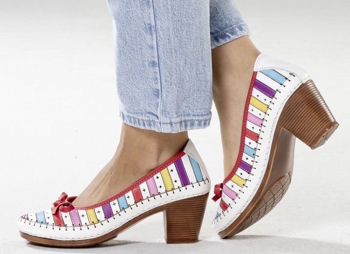 Komfortschuhe - Gemini, modische Damen-Pumps, Weite G, aus Leder, in Größe 036 bis 042, in Farbe SCHWARZ-BRAUN Ansicht 7