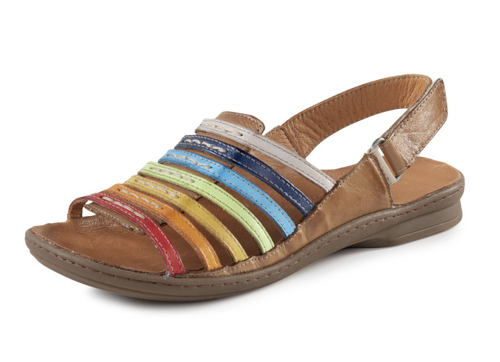 Komfortschuhe - Gemini Sandale aus Rind-Nappaleder, in Größe 036 bis 042, in Farbe BRAUN-MULTICOLOR Ansicht 1