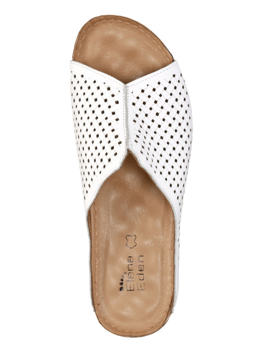 Komfortschuhe - ELENA EDEN, sommerliche Damen-Pantoletten, aus Leder, in Größe 035 bis 042, in Farbe WEISS Ansicht 2